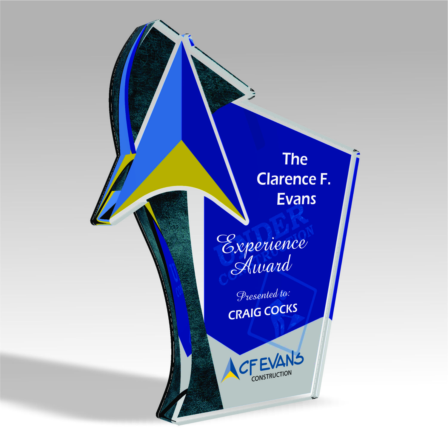 CF Evans Experience Award custom acrylic award