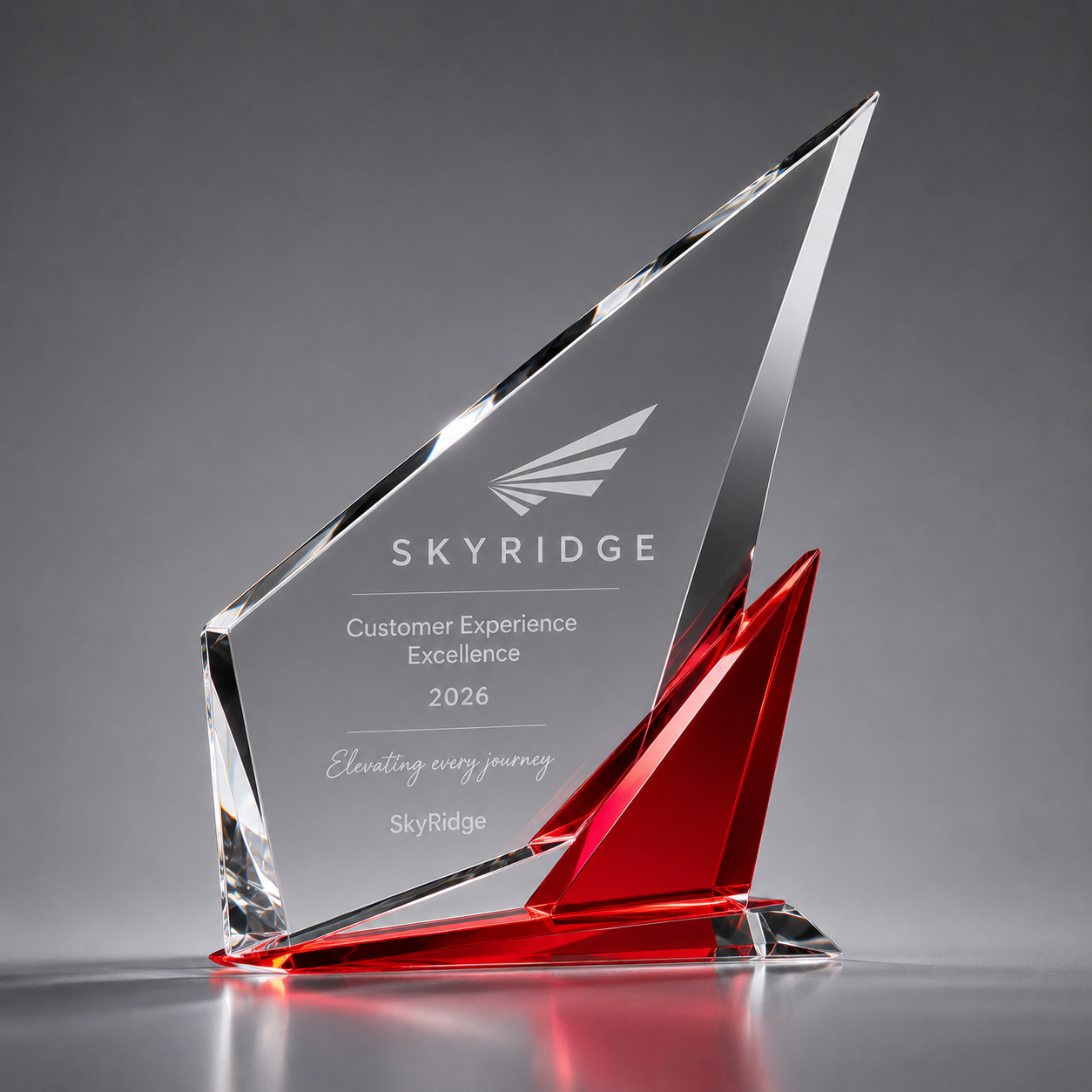 SkyRidge Customer Experience custom Optical Crystal award