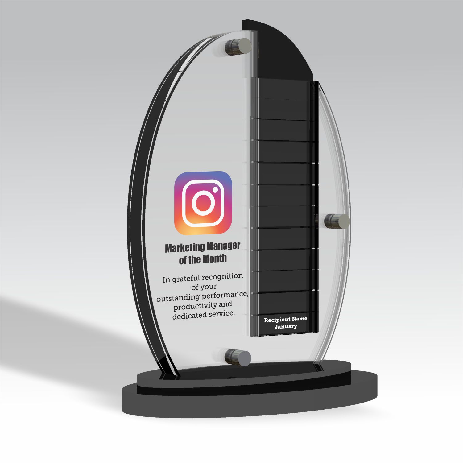 Instagram Monthly Recognition custom acrylic award