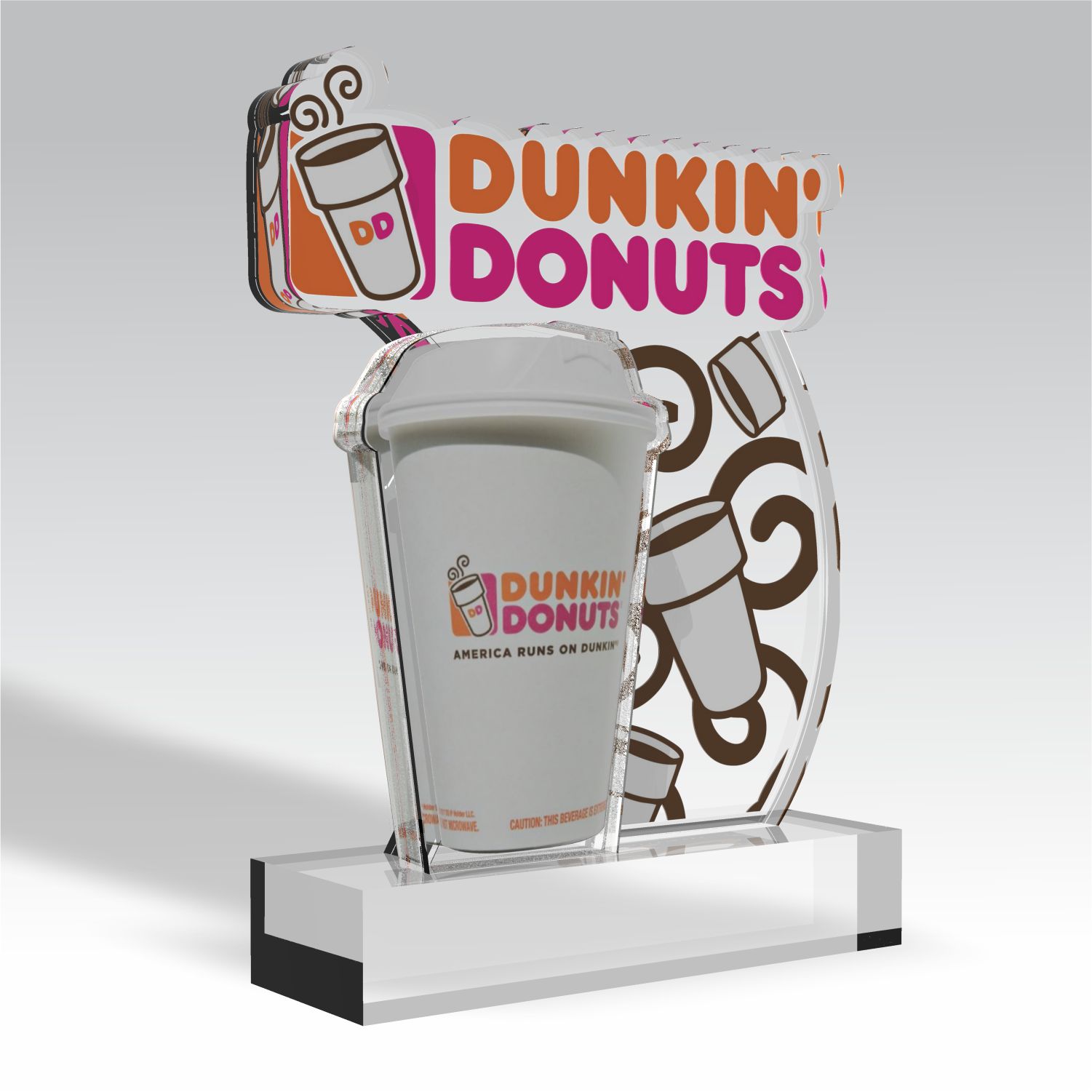 Dunkin' Coffee Cup Award custom acrylic award